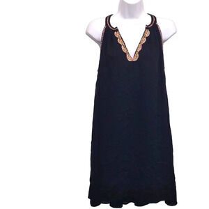 Chloe River handmade dress Midi Embroidered in Gold trim